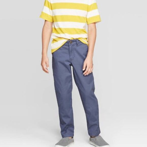 Cat & Jack Chino Pants Boys' Size 14 Blue Academia Casual Stretch Straight Fit - Picture 1 of 3